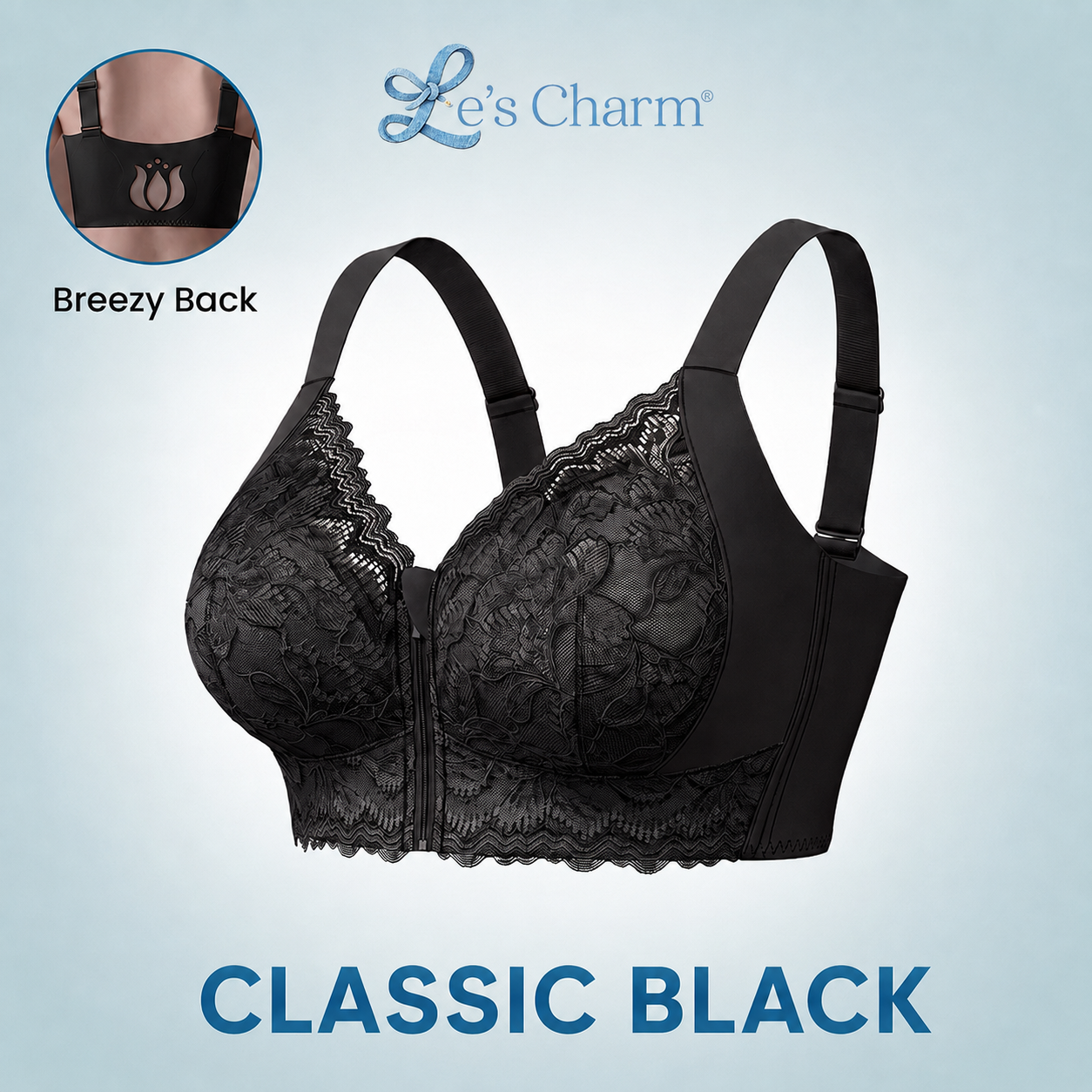 Le’s Charm - Ultra Soft Front Zip Wireless Lifting Bra