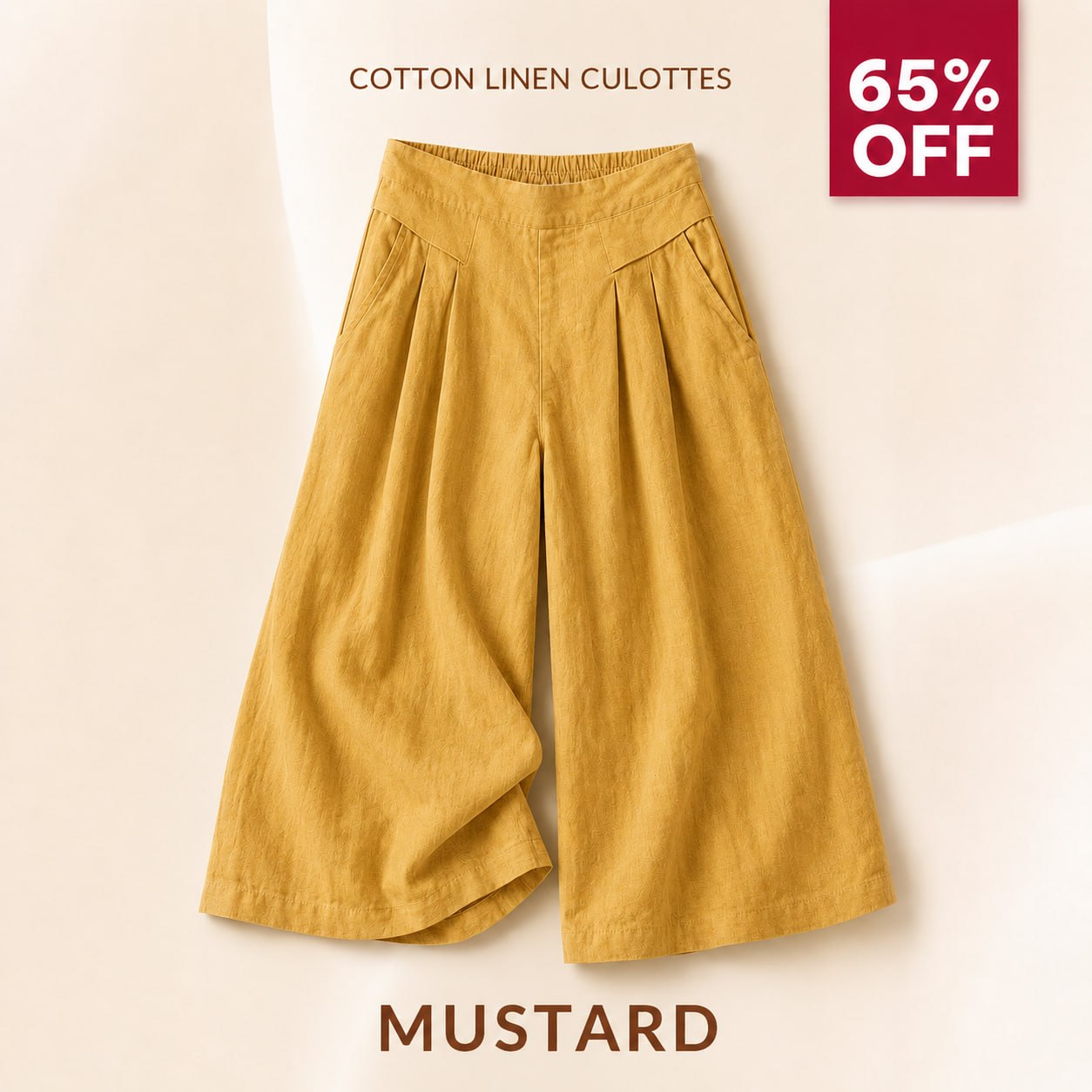 BloomEase - AirDrape Cotton-Linen Wide-Leg Culottes